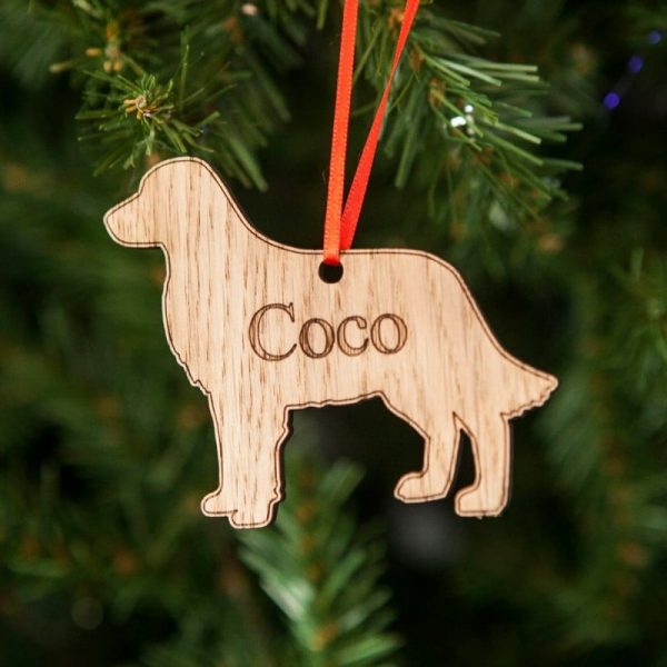 wooden dog silhouette bauble