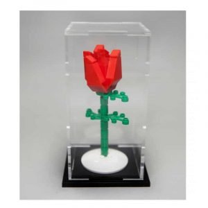 Valentines Red Lego Rose With Display Case